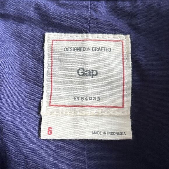 Gap Cotton Blue Zip Up Blazer With Pockets Size 6 - Picture 6 of 10
